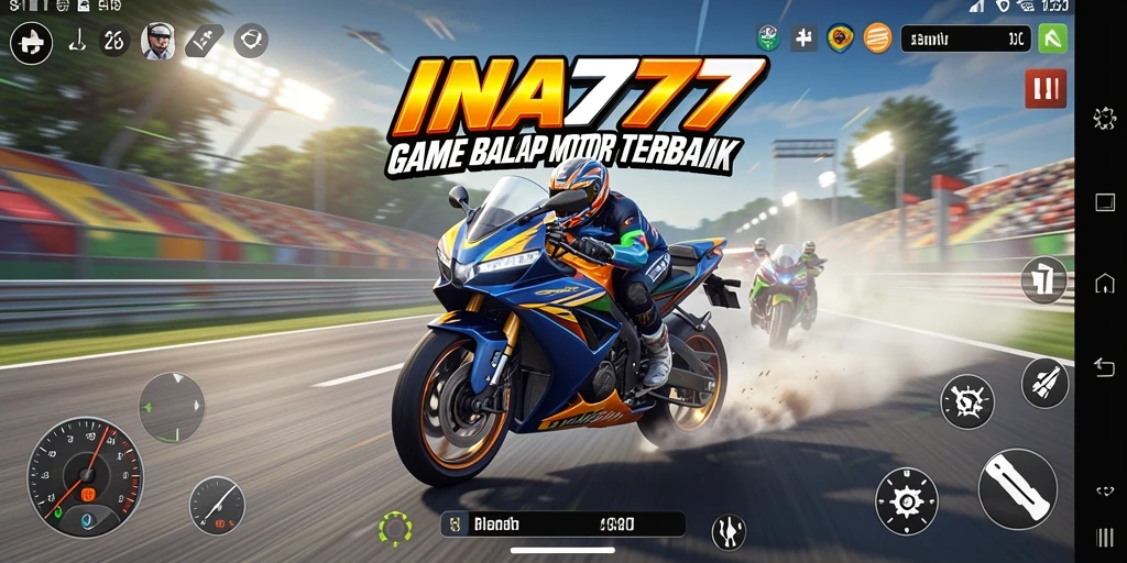 Screenshot menampilkan balapan motor yang mendebarkan dalam game INA777.