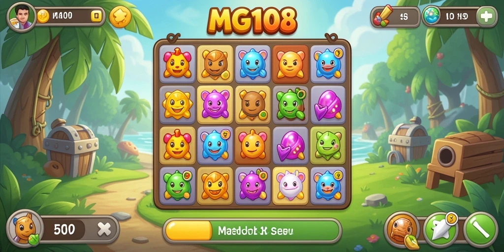 Tangkapan layar gameplay MG108 yang penuh warna dan seru.