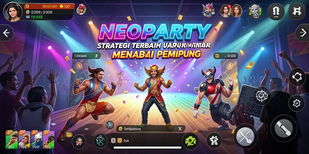 Screenshot gameplay NEOPARTY menampilkan aksi strategi mendebarkan.