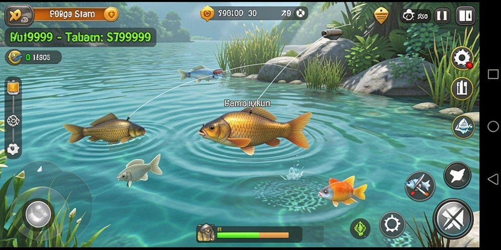 Tangkapan ikan yang mengesankan dalam game T9999.