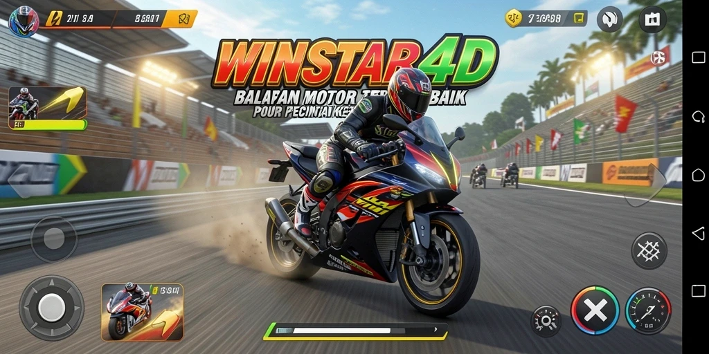 Tampilan gameplay seru dari balapan motor yang mendebarkan di WINSTAR4D.