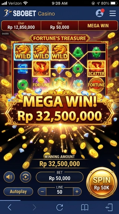 Tampilan utama aplikasi sbobet dengan fitur-fitur unggulan.